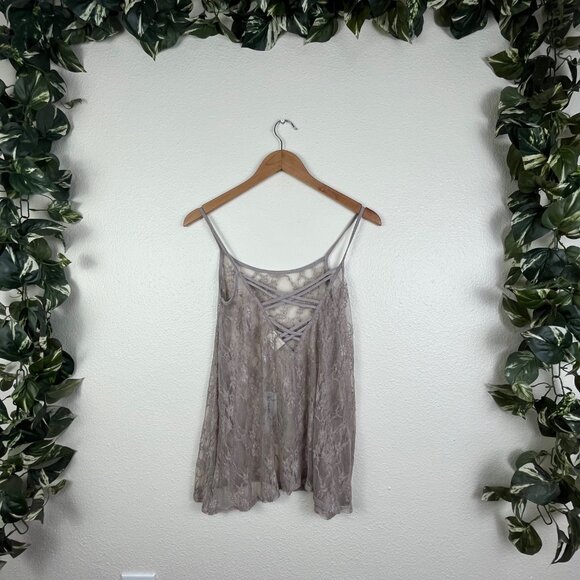 H.I.P. Buckle Sheer Lace Stitched Tank Top Purple Mauve NWT Women’s Size XS - Picture 2 of 8